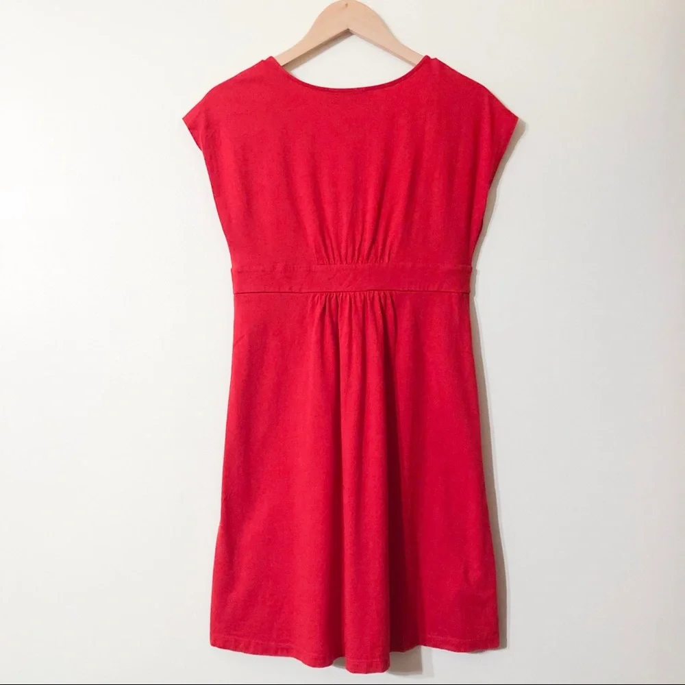 loft | banded short sleeve red dress small - Picture 2 of 6